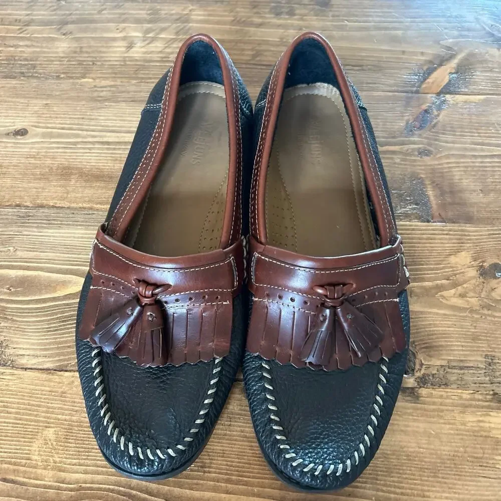 Weejuns G.H. Bass & Co Mens Size 9 Black & Brown Leather Kiltie Tassel Loafers